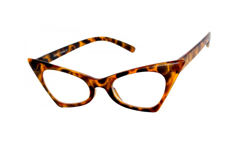 Cat-eye brille i kantet design i skildpadde/leopard spÃ¦ttet stel