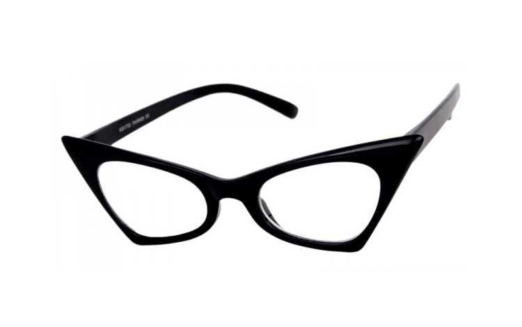 Sort Cat-eye brille i kantet design