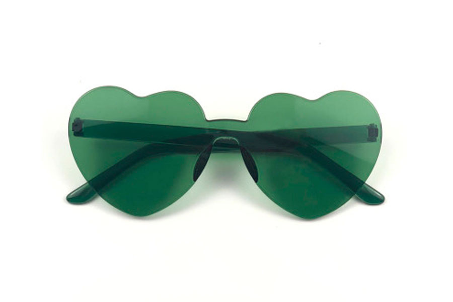 GrÃ¸n hjerte solbrille i fladt design