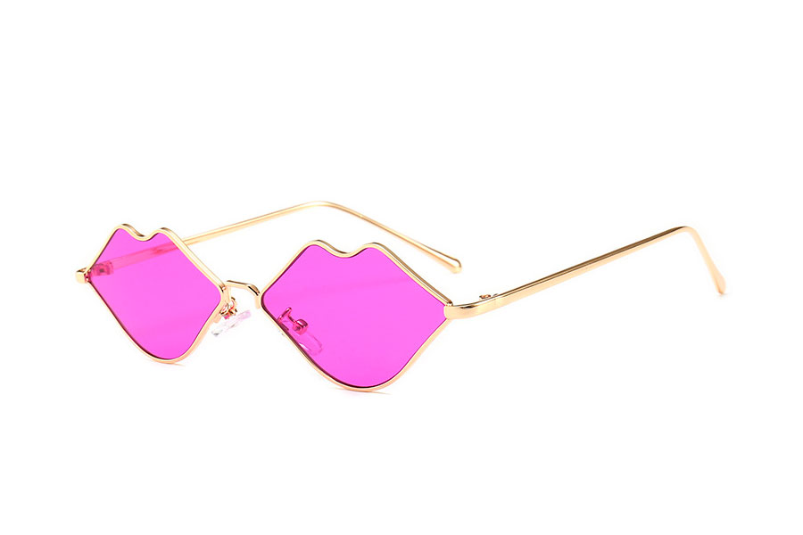 FrÃ¦k lÃ¦be solbrille i guldfarvet metal stel med lilla glas