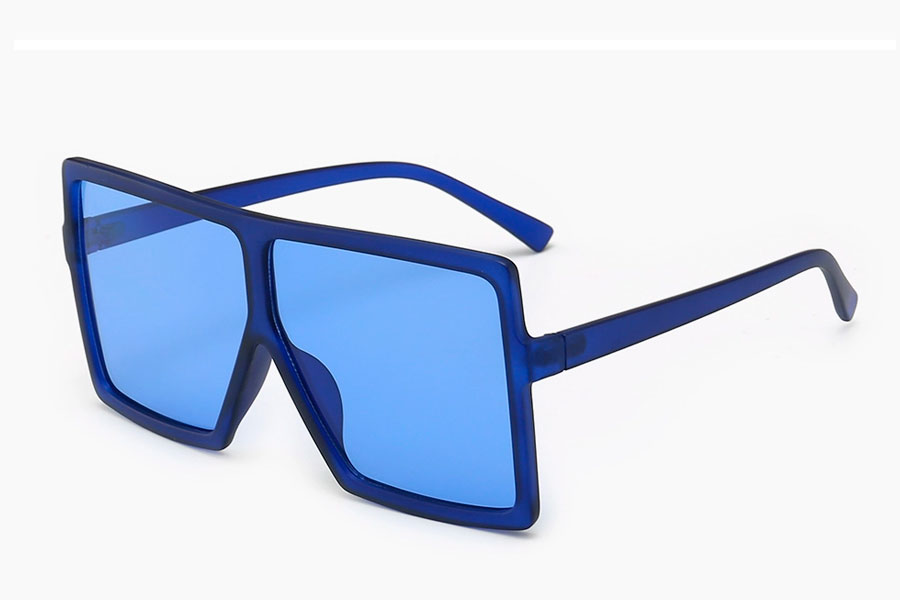 Oversized blÃ¥ firkantet brille i fladt design
