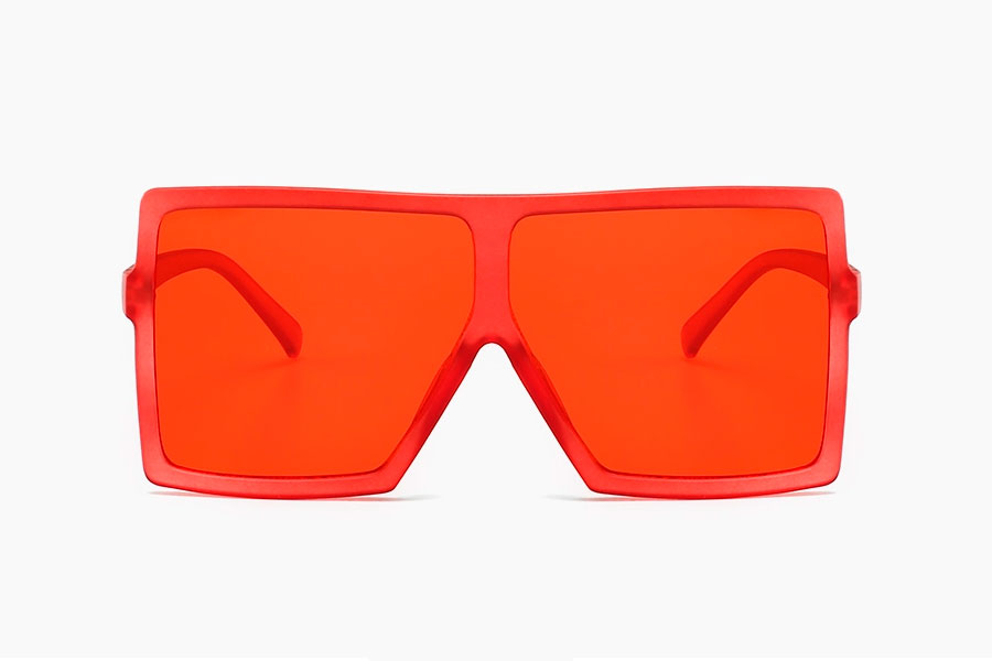 Oversized rÃ¸d firkantet brille i fladt design - accessories.dk - billede 2
