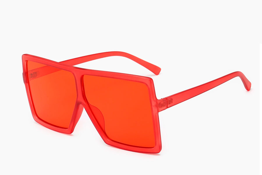 Oversized rÃ¸d firkantet brille i fladt design