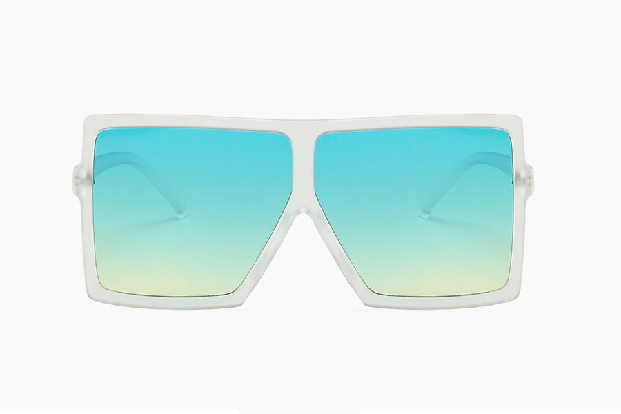 Oversized mat firkantet brille med grÃ¸n-gule glas i fladt design - accessories.dk - billede 2