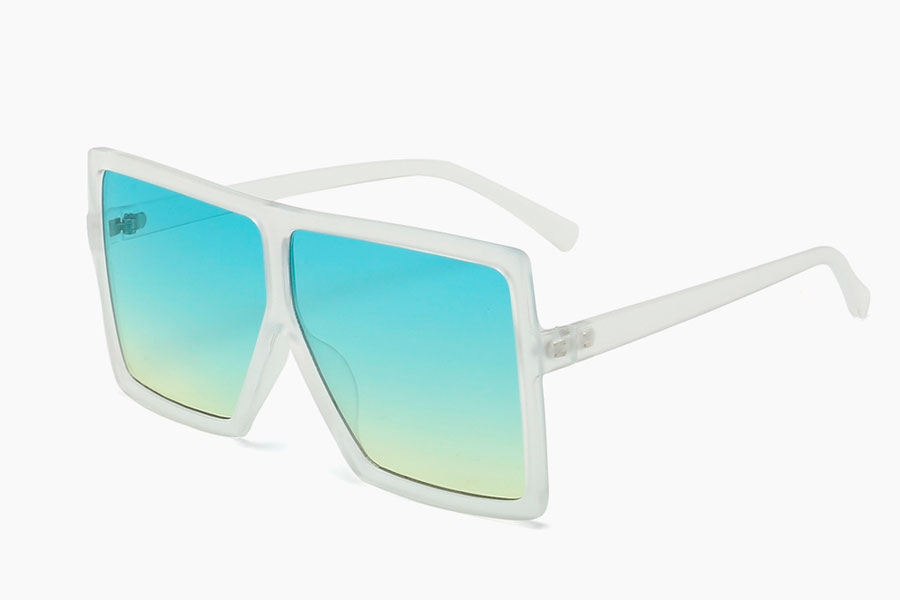 Oversized mat firkantet brille med grÃ¸n-gule glas i fladt design