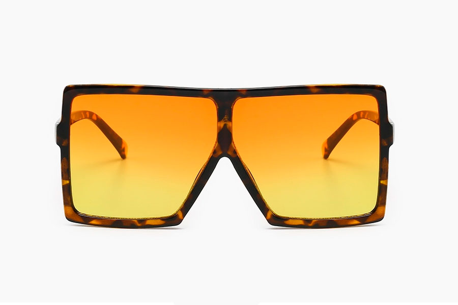 Oversized firkantet brille med orange-gule glas i fladt design - accessories.dk - billede 2