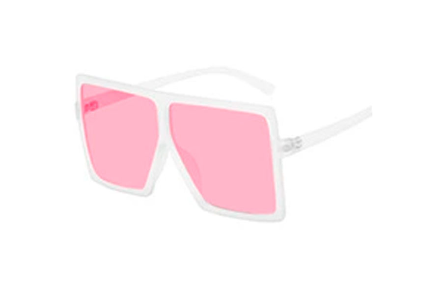 Oversized firkantet brille med lyserÃ¸de glas i fladt design
