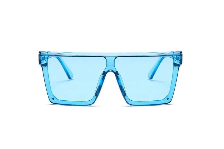 LyseblÃ¥ transparent solbrille i kantet design med lyseblÃ¥ glasLyseblÃ¥ transparent solbrille i kantet design med lyseblÃ¥ glas - accessories.dk - billede 2