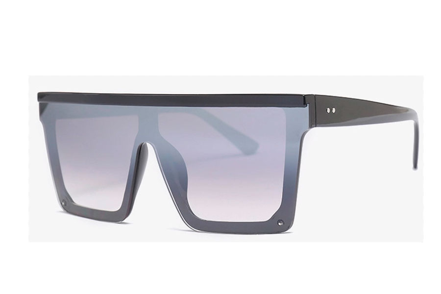 SÃ¸lvfarvet spejl solbrille i kantet design
