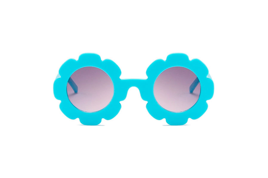 Sød BØRNE blomster-solbrille i lyseblå. - accessories.dk - billede 2