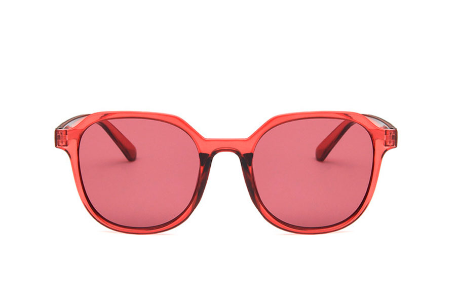 Dame solbrille i mÃ¸rk pink transparent stel med rÃ¸delige glas - accessories.dk - billede 2
