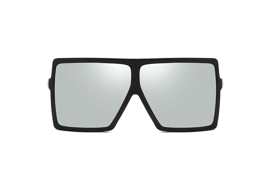 Oversize Solbrille i fladt design med sÃ¸lvfarvet spejlglas. - accessories.dk - billede 2