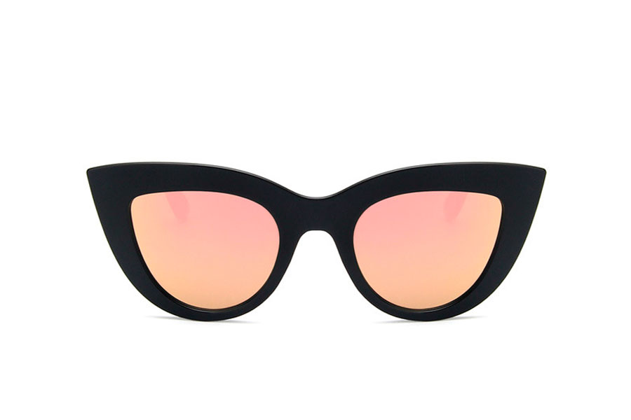 Sort cateye solbrille med spejlglas i fersken-lilla nuancer - accessories.dk - billede 2
