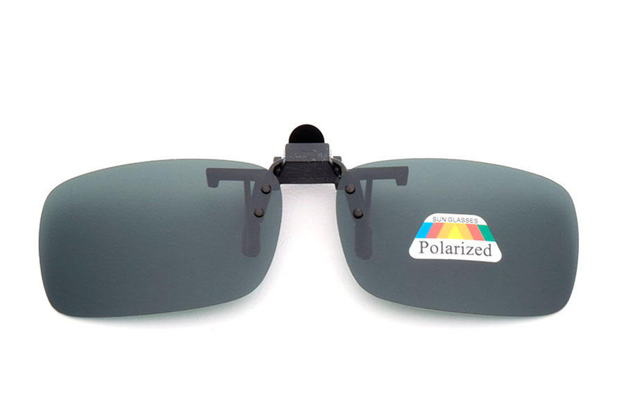 Polaroid Clip-on solbrille i grÃ¸n-sorte glas.