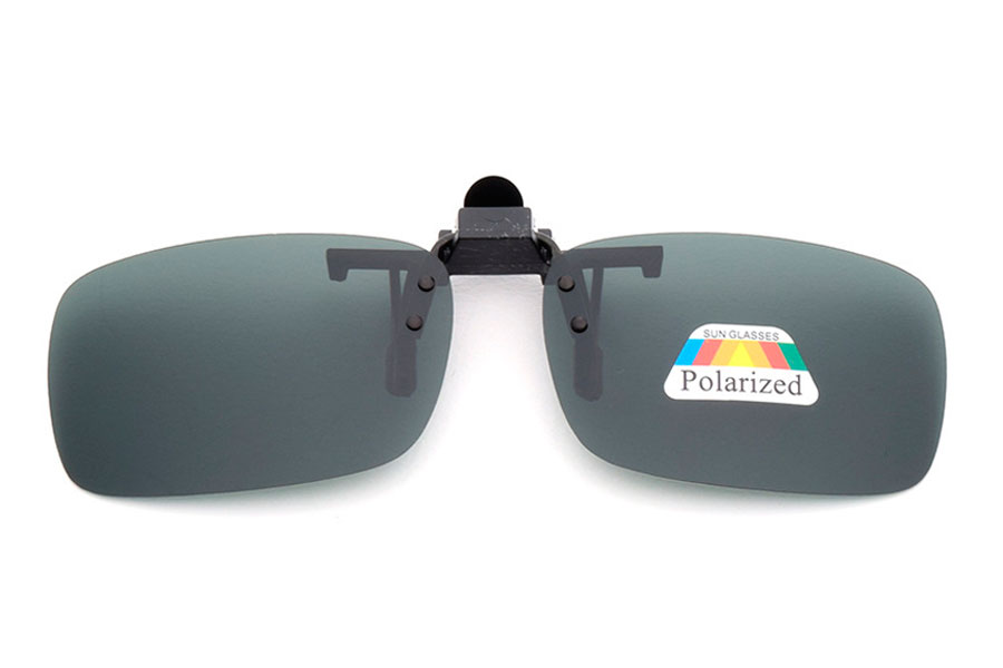 Polaroid clip-on solbrille i mÃ¸rke grÃ¸n-sorte glas