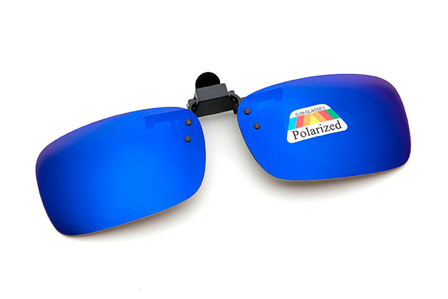 Polaroid clip-on solbrille med spejlglas i blÃ¥-lilla nuancer