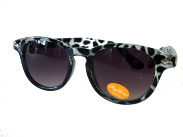 Wayfarer solbrille i rund model. Sort og hvid krokoprÃ¦get