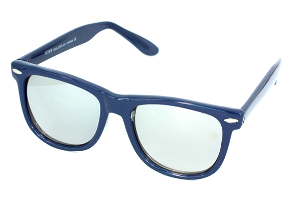 Wayfarer solbrille med spejlglas i mÃ¸rkblÃ¥
