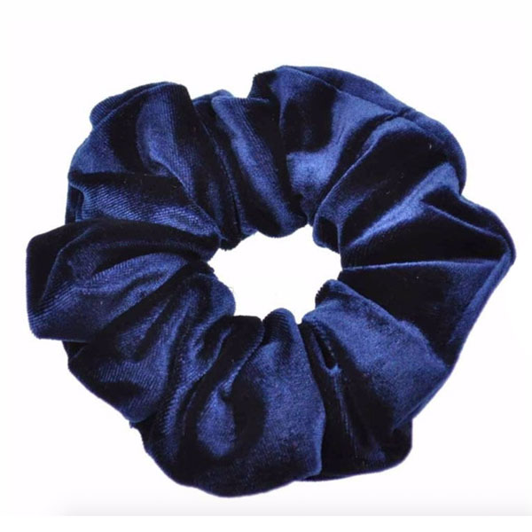 Velour scrunchie / Hårelastik i mørkblå - Design nr. 3375