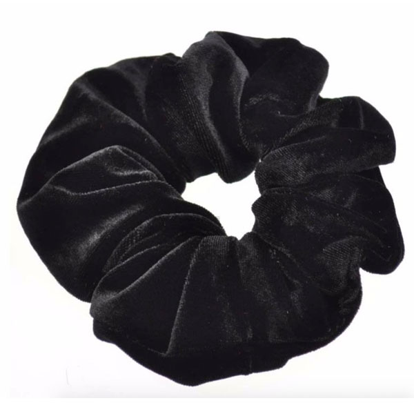 Velour scrunchie / hår elastik i sort - Design nr. 3377