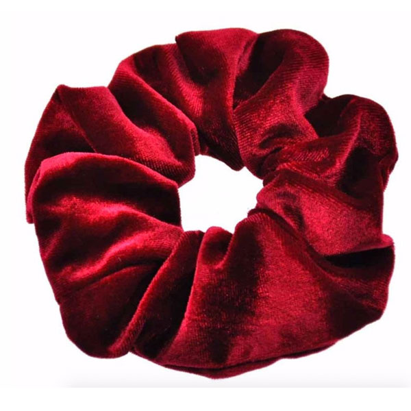 Velour scrunchie / hår elastik i vinrød - Design nr. 3378