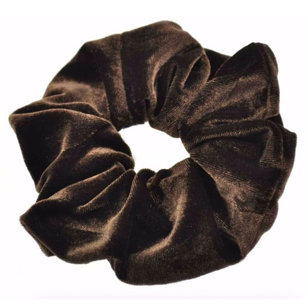 Velour scrunchie / hår elastik i brun - Design nr. 3379