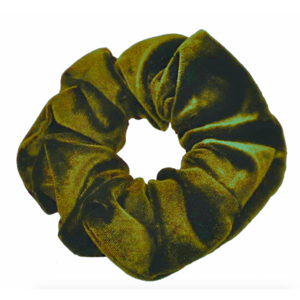 Velour scrunchie / hår elastik i smuk army grøn - Design nr. 3381