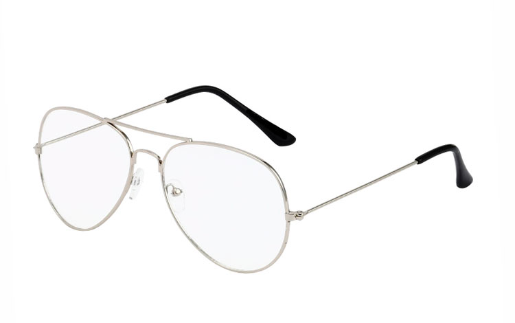 Den moderne dråbe / nørde brille i sølvfarvet stel - Design nr. 3517