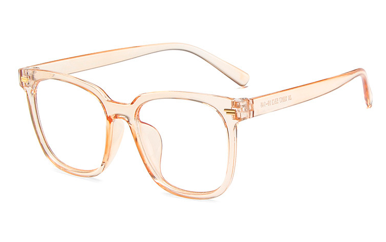 Flot champagne-farvet transparent brille med klart glas, uden styrke - Design nr. 4410