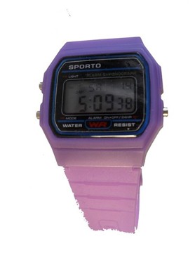 Lyslilla armbåndsur i casio look - Design nr. 299