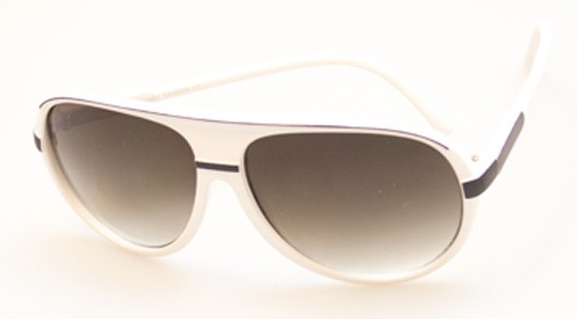 Hvid aviator med sorte detaljer. Runde former. - Design nr. 389
