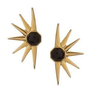 Fede ørestikker i 1/2-stjerne design. Guld og sort farvet moderigtig smykke. - Design nr. 719