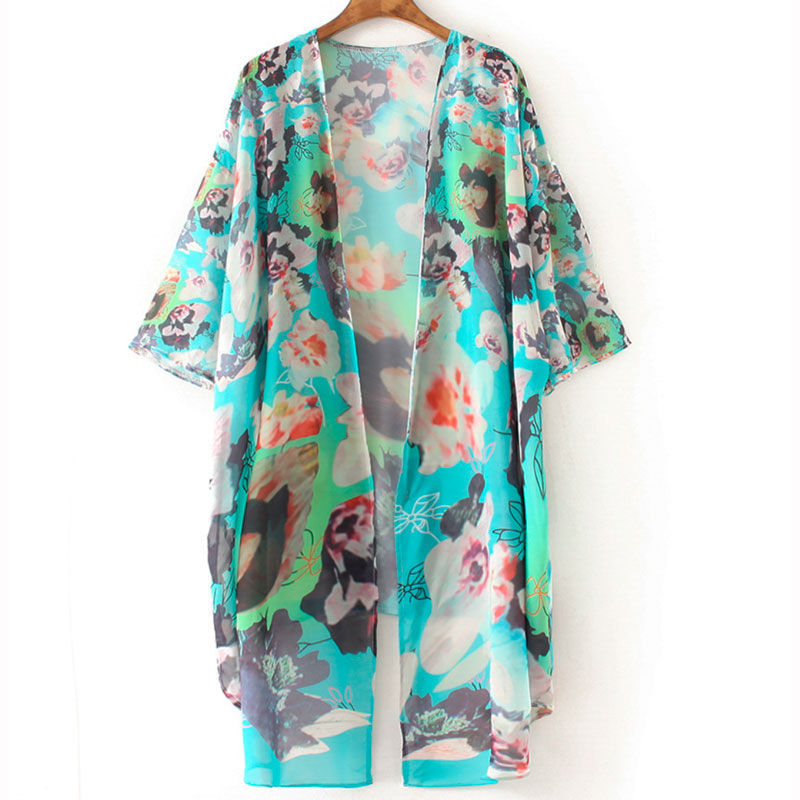 Sommer kimono i skÃ¸nne kraftige farver. - Design nr. k123
