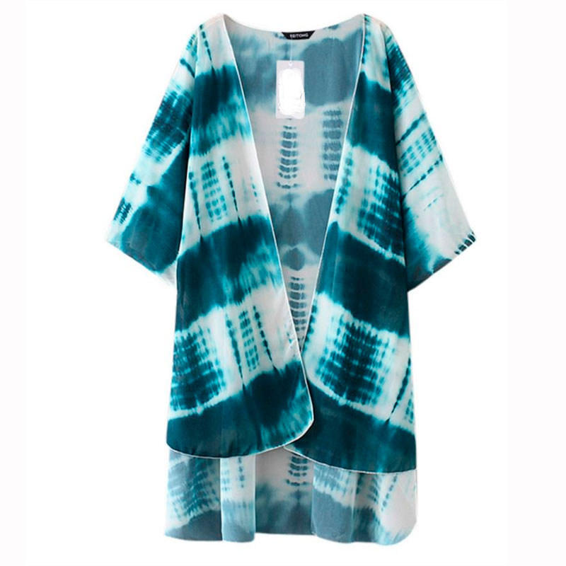 Kimono i flot batik mÃ¸nster i dyb grÃ¸n farve - Design nr. k127