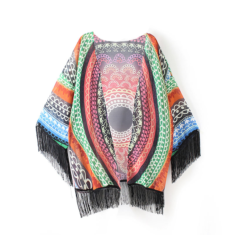Smuk farverig kimono med mandala mÃ¸nster - Design nr. k21