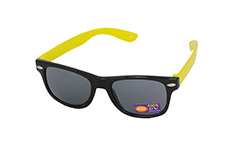 Solbrille til BØRN. Sort med gule stænger - Design nr. 1095
