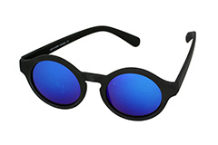 Rund sort mat solbrille med multi spejl glas - Design nr. 1128