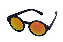 Sort rund solbrille med spejlglas i gule nuancer - Design nr. 1141