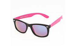 Wayfarer solbrille - Sort / pink med multispejl glas. - Design nr. 273
