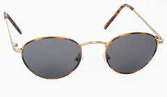 Guldfarvet oval solbrille med mørke glas - Design nr. 3120