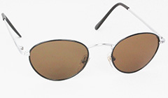 Sølvfarvet oval modesolbrille