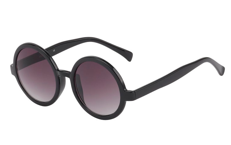 Rund solbrille i sort. Hippie vintage look. - Design nr. 385