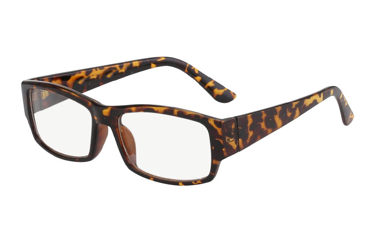 Brille med klart glas uden styrke i skildpadde brun