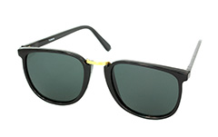 Solbrille i sort rund model med guld metal over næsen. - Design nr. 632