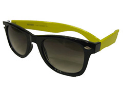 Wayfarer i blank sort med gule stænger - Design nr. 668