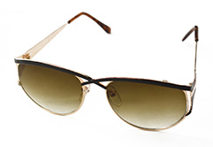 Metal solbrille i guld og sort med ægte  - Design nr. 913